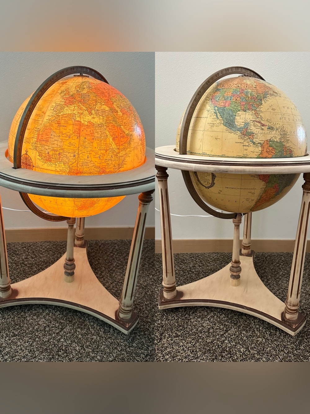 Vintage illuminated 16” world globe - Replogle Heirloom -  Replogle Globes